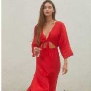 NWT Anthropologie Tie-Front Cover Up Red Dress